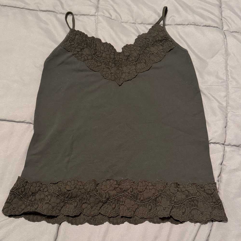 Casual Corner Charcoal Lace Cami Top (L)